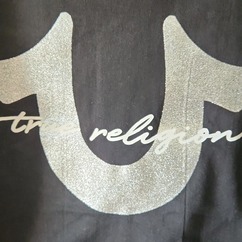 NWT! True Religion Black Denim Jacket with Silver Logo
